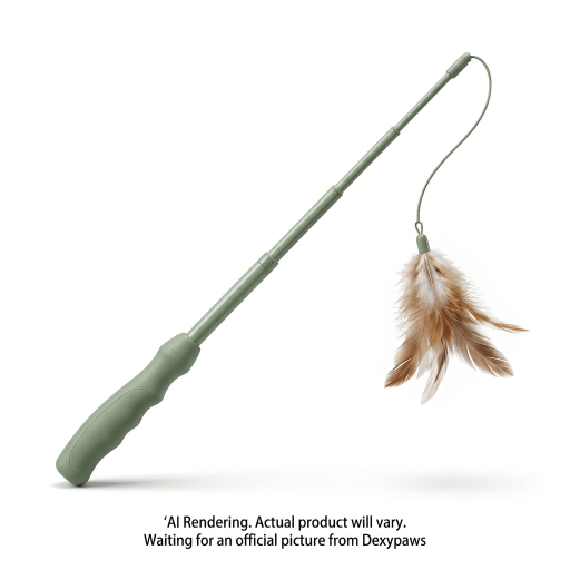 Jouet rétractable pour chat avec baguette vert sauge
