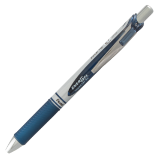 Stylo roller gel rétractable EnerGel, pointe métal (0,7 mm), encre bleu marine