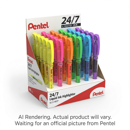 24/7 Hightlighter, Assorted Ink Colours, Open Stock Display, 48PCS