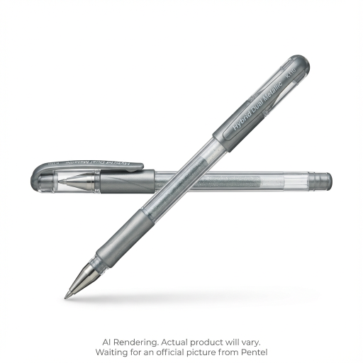 Stylo roller gel hybride double métallique (1,0 mm), encre argentée
