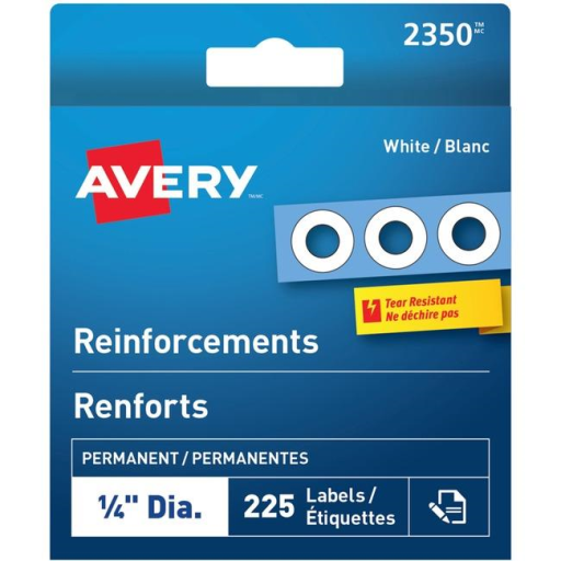 Avery ? Étiquettes de renfort blanches ? Diamètre Blanc / Permanent (2350)