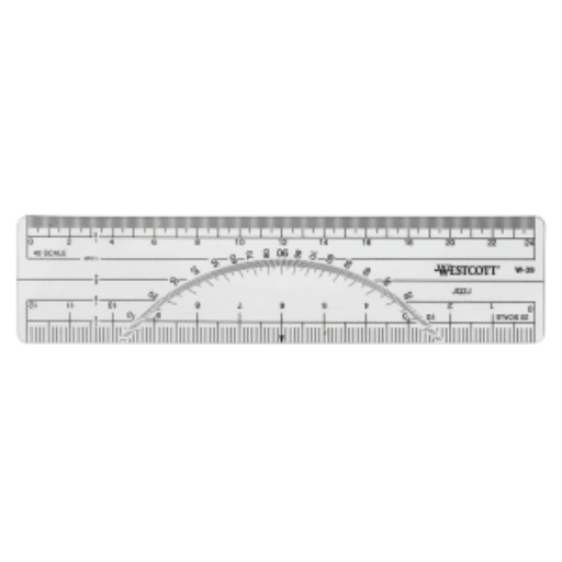 Protractor Ruler 20ths/40ths, 6”
Règle rapporteur 1/20 et 1/40 au po, 6 po