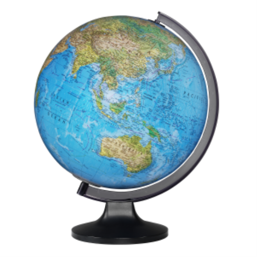 Copenhagen 12"/30Cm Diameter Blue Ocean Illuminated Desk Globe (French)