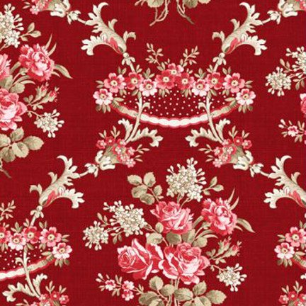 Wilmington Prints - Rhapsody in Reds - Kaye Englad - Damas fleuri rouge - 1803-332