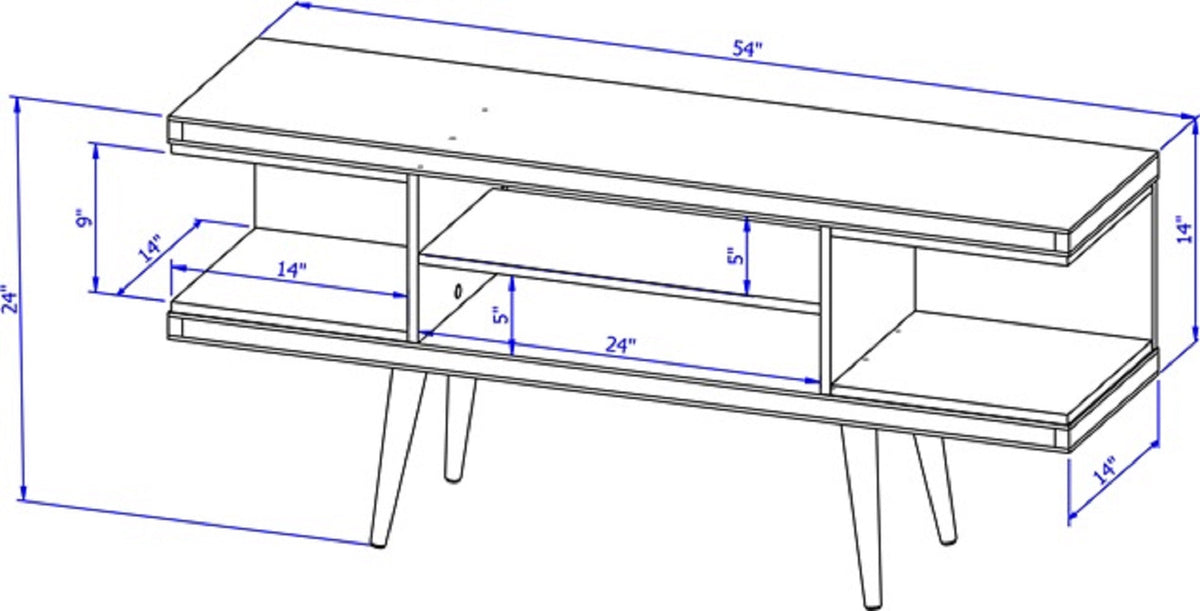 Eureka Modern 53.14" TV Stand with 4 Shelves - White Gloss/Maple Cream