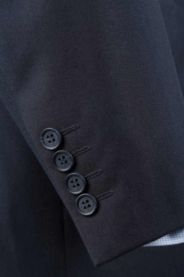 BUILD YOUR PACKAGE: Navy Slim Fit Suit (Package Includes 2 Pc Suit, Shirt, Necktie or Bow Tie, Matching Pocket Square, & Shoes)