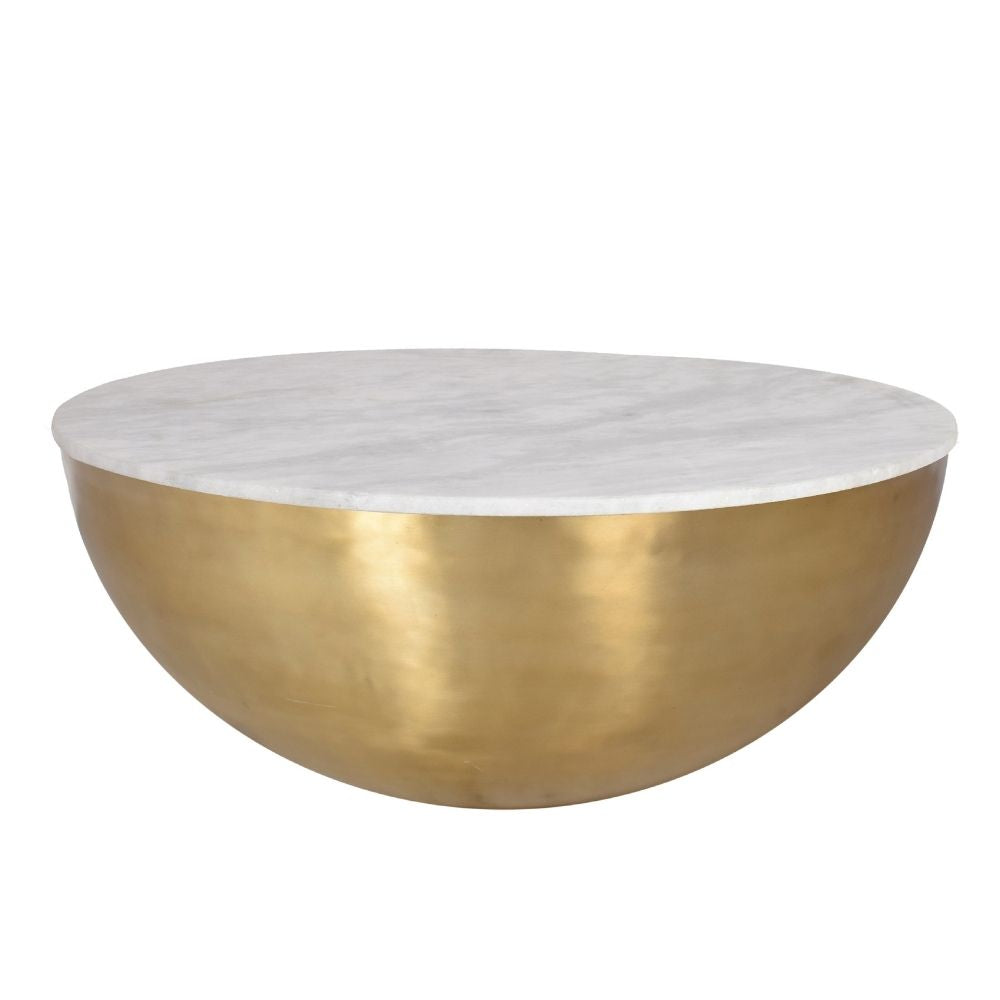 Table basse Lia en laiton et marbre