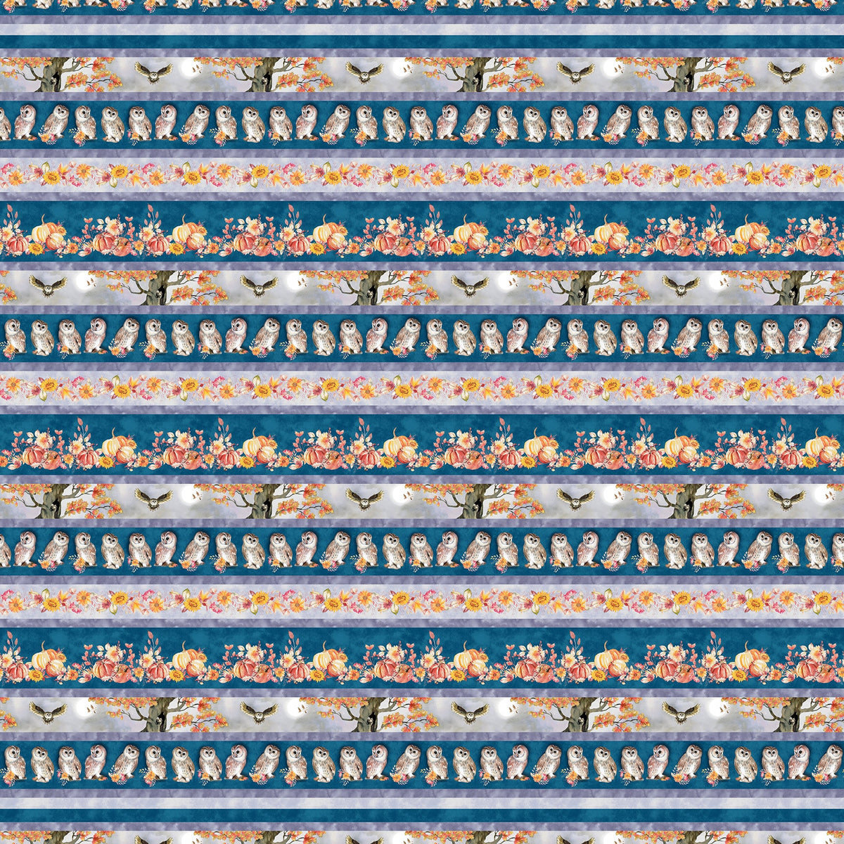 Night Owls by Kathleen Francour - Navy Border Print