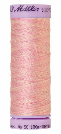 Fil de coton panaché Mettler Silk-Finish 50wt 100 m/109 vg Rose très doux