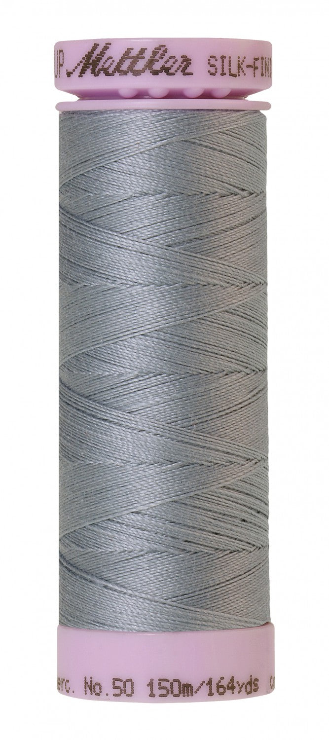 Fil de coton Mettler Silk-finish 50wt, 164 verges/150 m, Bleu cendre