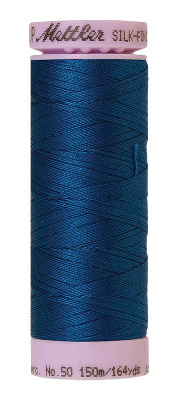 Fil de coton Mettler Silk-finish 50wt, 164 verges/150 m, bleu colonial