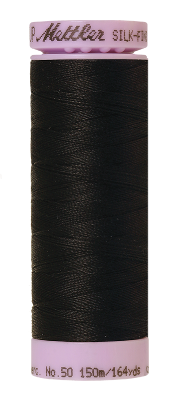 Fil de coton uni Mettler Silk-finish 50wt, 164 verges/150 m, noir
