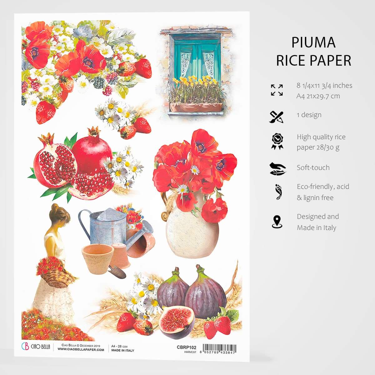 Ciao Bella Papier de Riz A4 Récolte