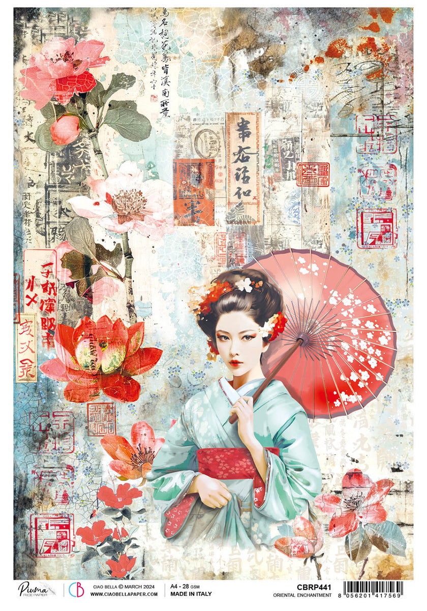 Papier de riz A4 Enchantement Oriental - 5 feuilles