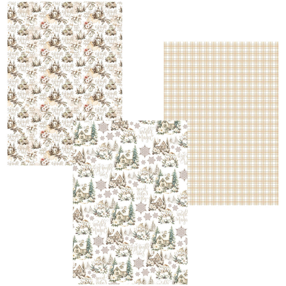 Pack double de luxe A4 en papier nacré, cuivre et vélin assorti – 6 feuilles/paquet – Saison d'hiver