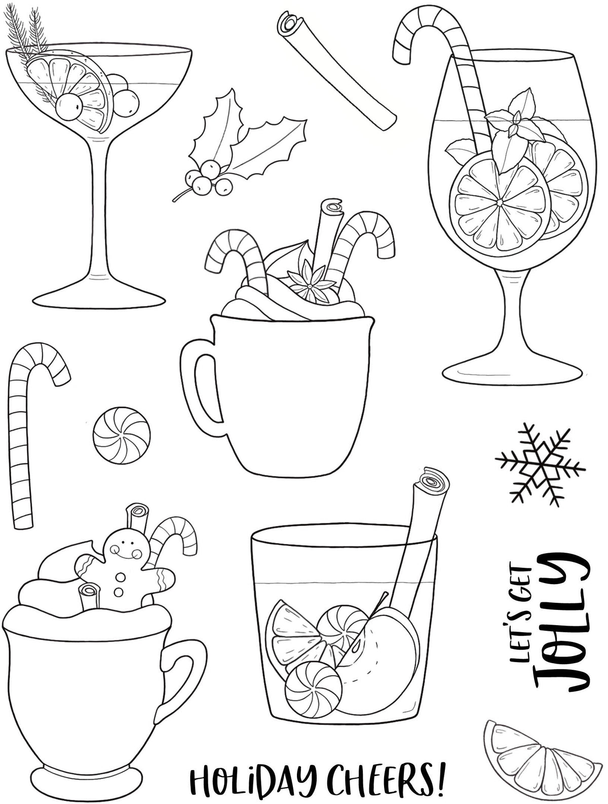 Creative Expressions Jane's Doodles Holiday Cheers Lot de 12 tampons transparents 15 x 20 cm