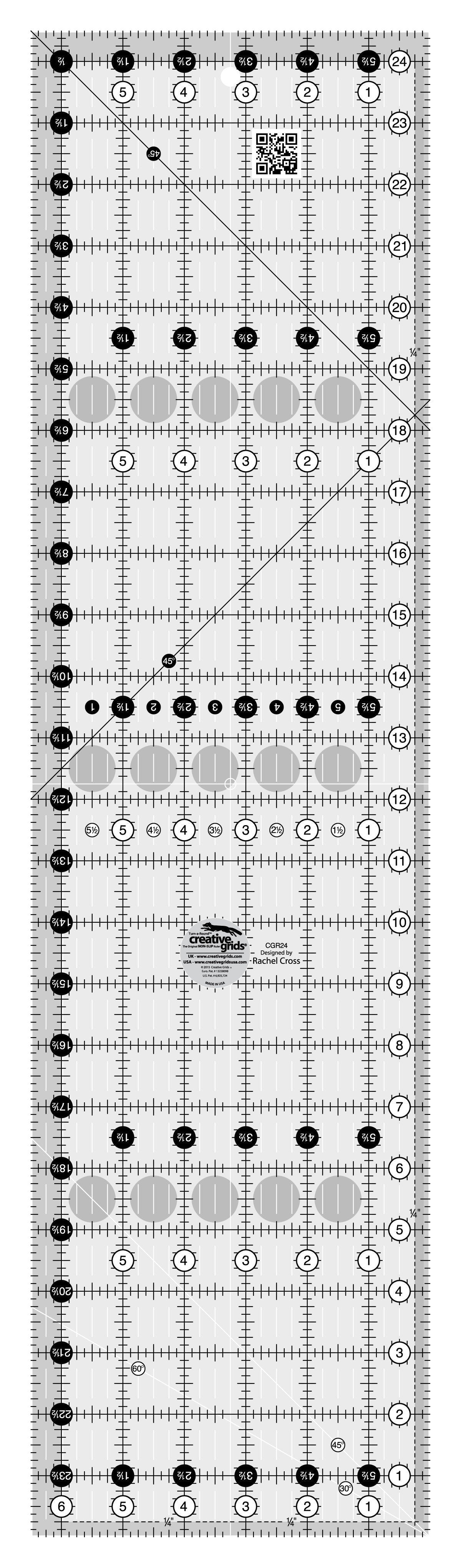 Règle de courtepointe Creative Grids 6,5 po x 24,5 po GAUCHER