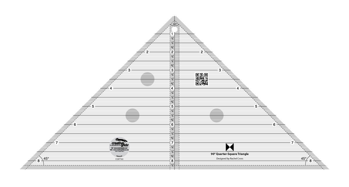 Règle de courtepointe Creative Grids pour triangles quarts de carré à 90 degrés