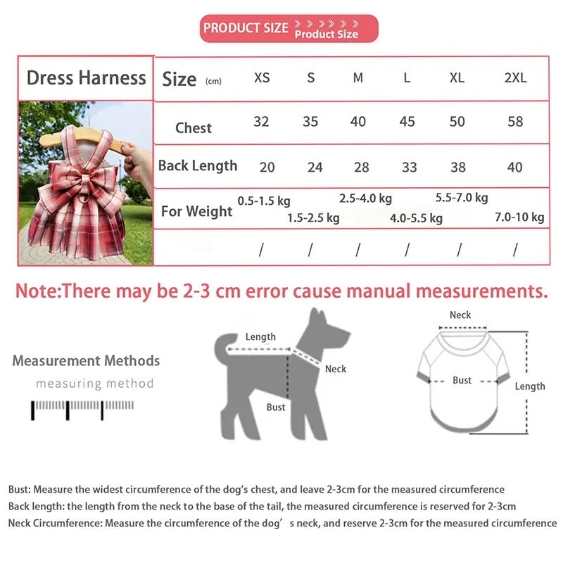 Ensemble Robe, Harnais et Laisse pour Chien Daisy Bow | Ensemble de Promenade pour Chien