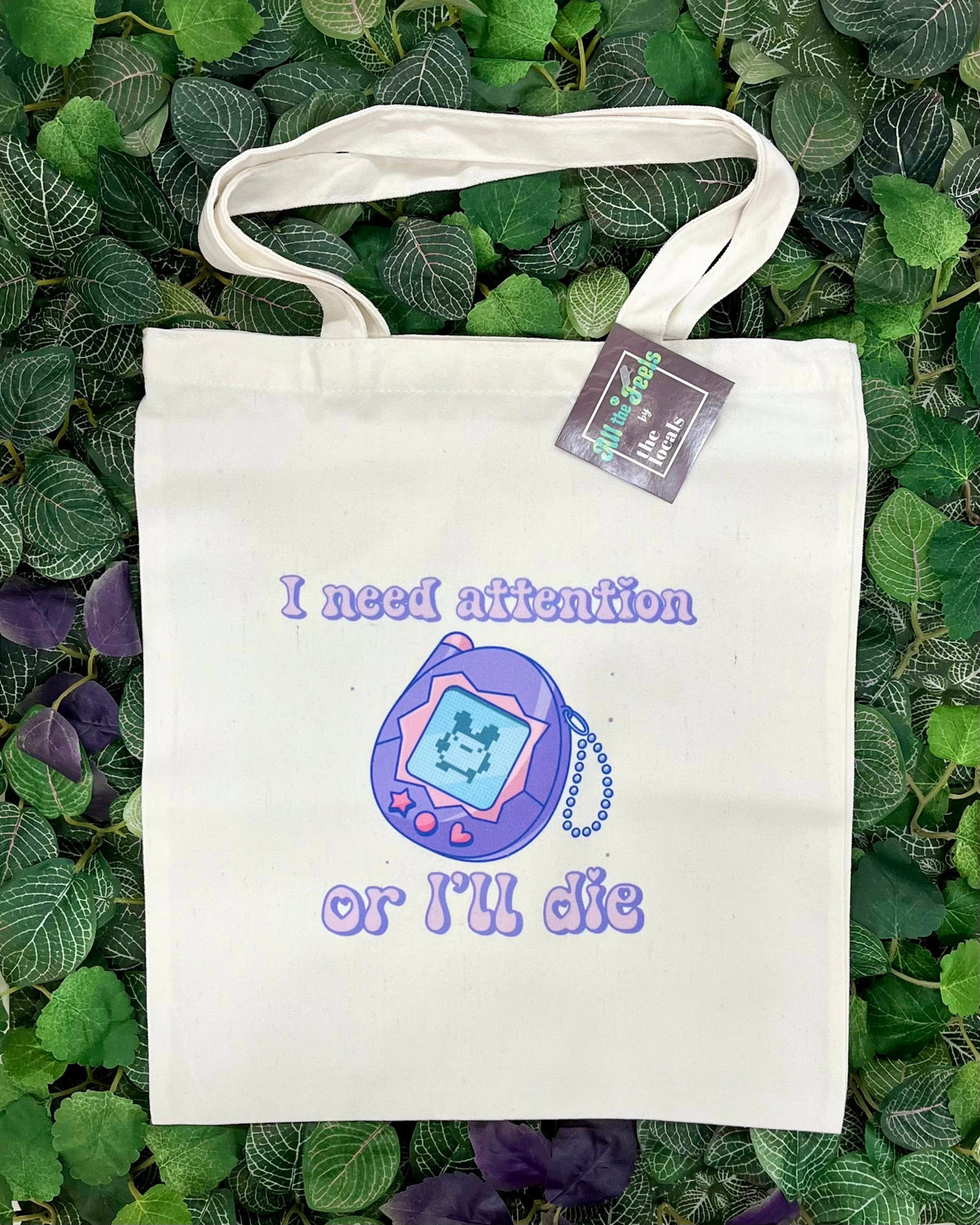 Sac cabas Tamagotchi "J'ai besoin d'attention"