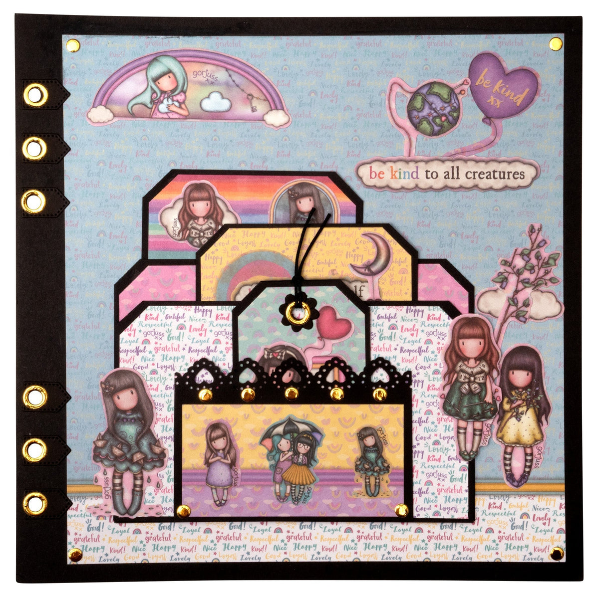 SAN Autocollants Gorjuss - Be Kind 4x3 motifs 152x203x3mm 12 feuilles n°16