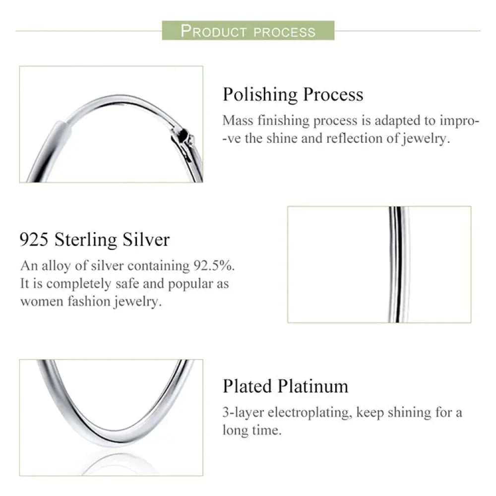 Grandes boucles d'oreilles créoles élégantes en argent sterling 925 pour femmes - Grandes créoles cercle sans fin (30/40 mm)