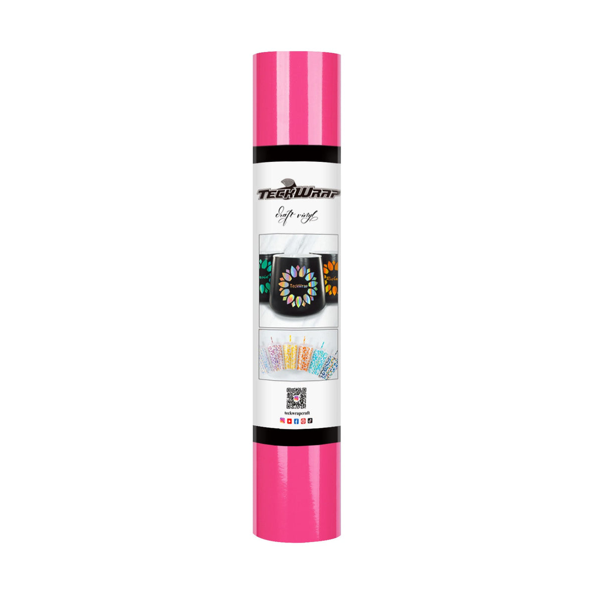 TeckWrap New Glossy Adhesive Vinyl - Hot Pink | Easy-to-Peel & Strong Adhesive