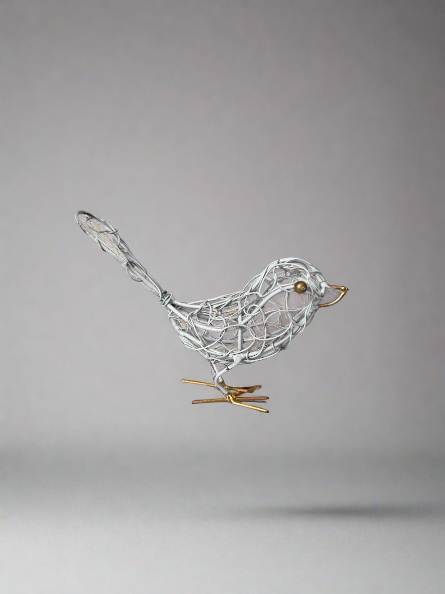 Oiseau en fil de fer - Blanc