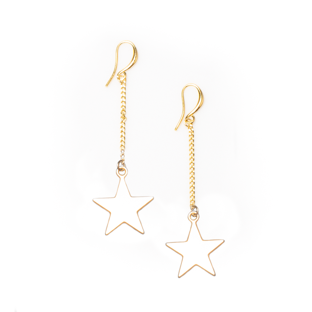 Boucles d'oreilles pendantes en plaqué or motif étoile