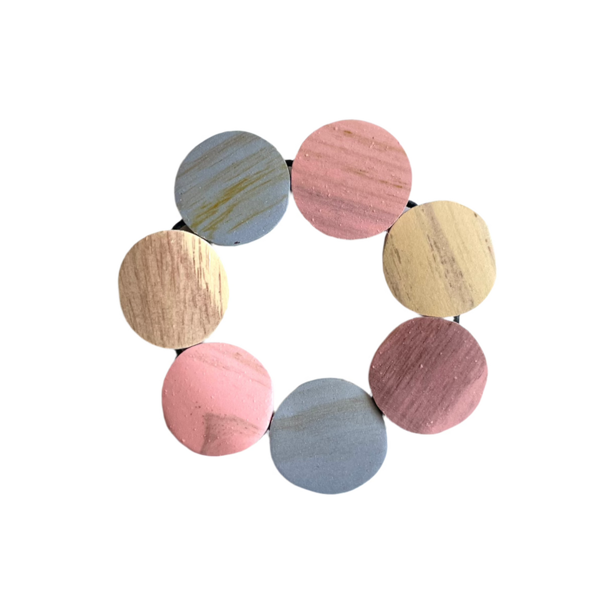 Bracelet élastique en disques de bois