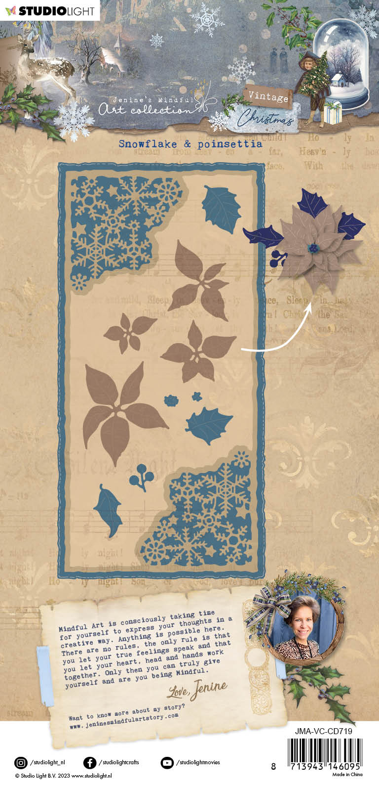 JMA Matrice de découpe Flocon & Poinsettia Noël Vintage 105x210x1mm 15 PC nr.719