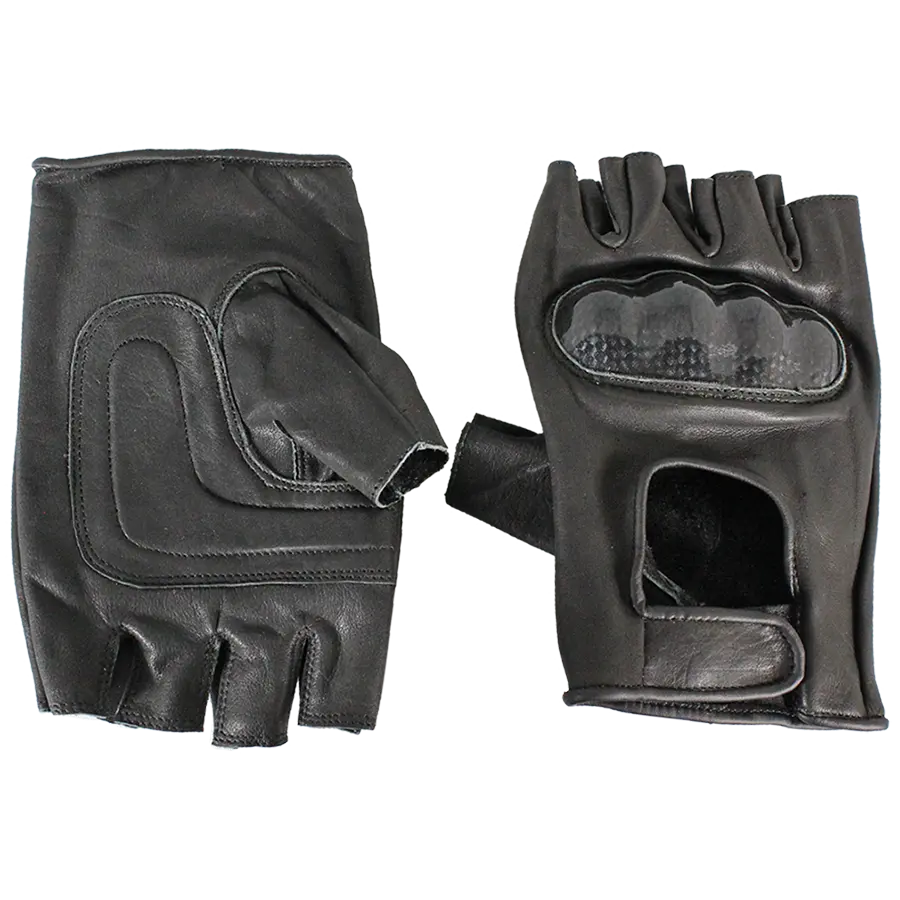 Open Road Men's Fingerless Leather Motorcycle Gloves
