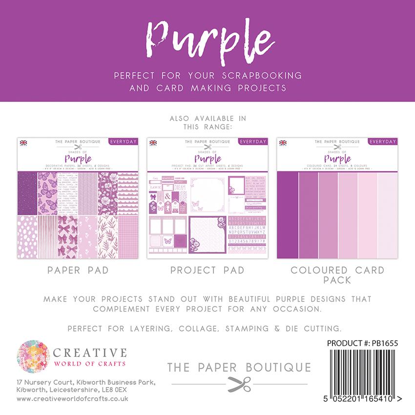The Paper Boutique Quotidien - Nuances De - Violet Bloc de Projets 20,3 cm x 20,3 cm