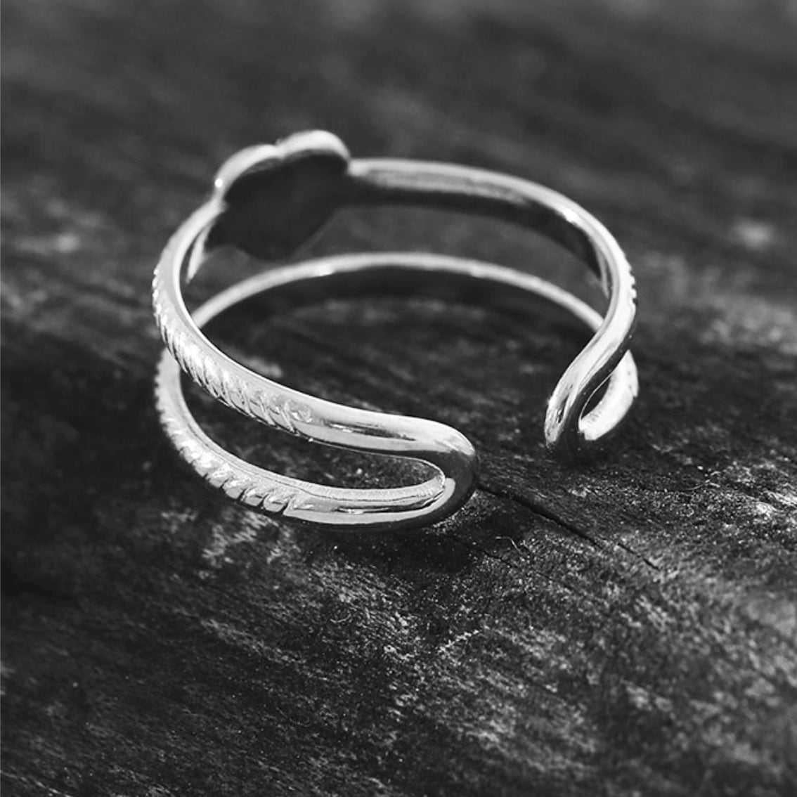 RENEE Plaqué Or Blanc Argenté : Bague Cœur Double Zircone Cubique (CZ)