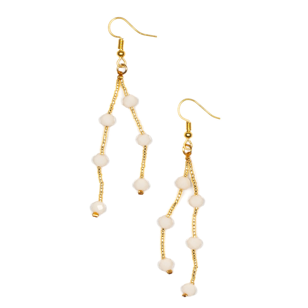 Boucles d'oreilles pendantes doubles avec perles de cristal