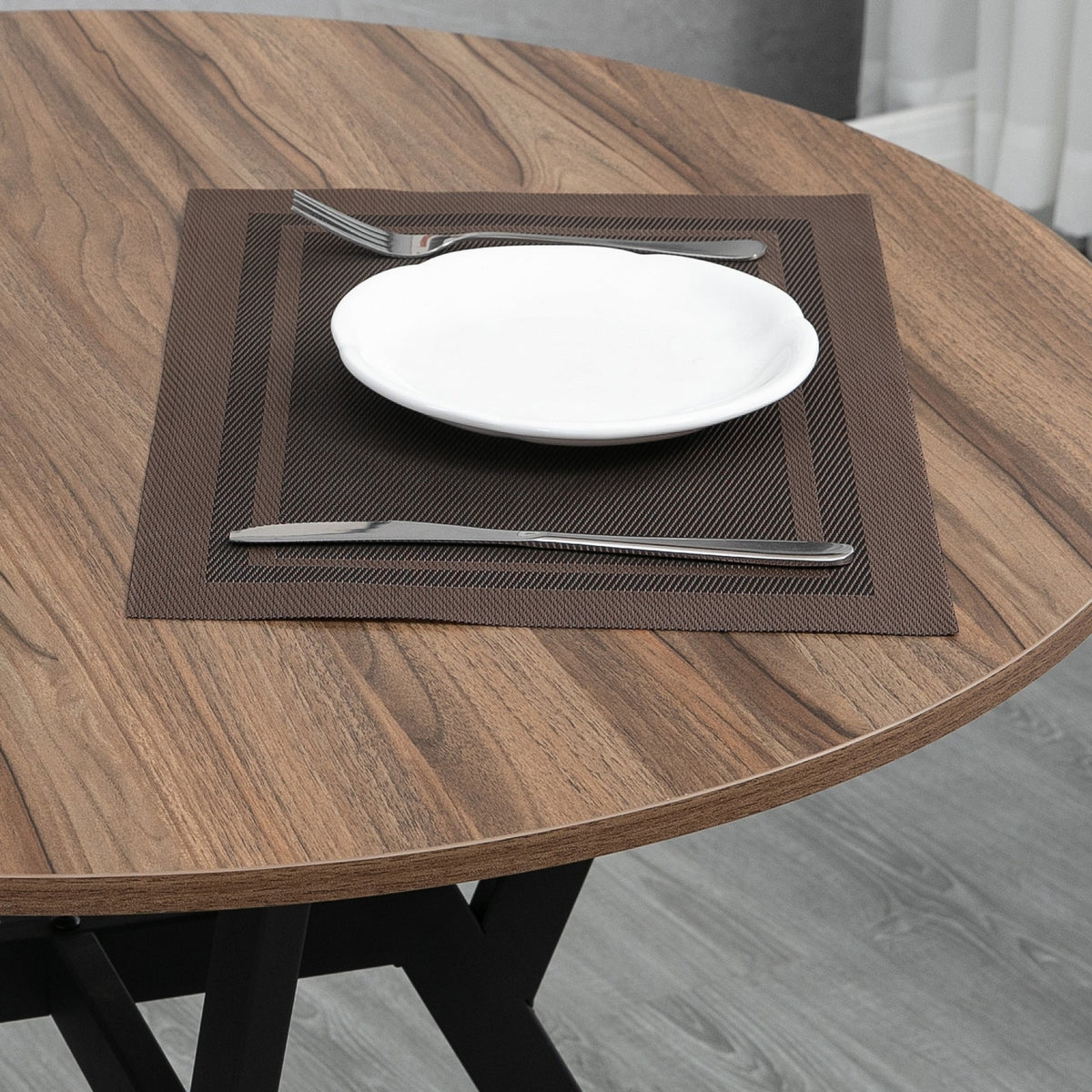 Table de salle à manger ronde Ainsley de 35" avec cadre en acier-Brun