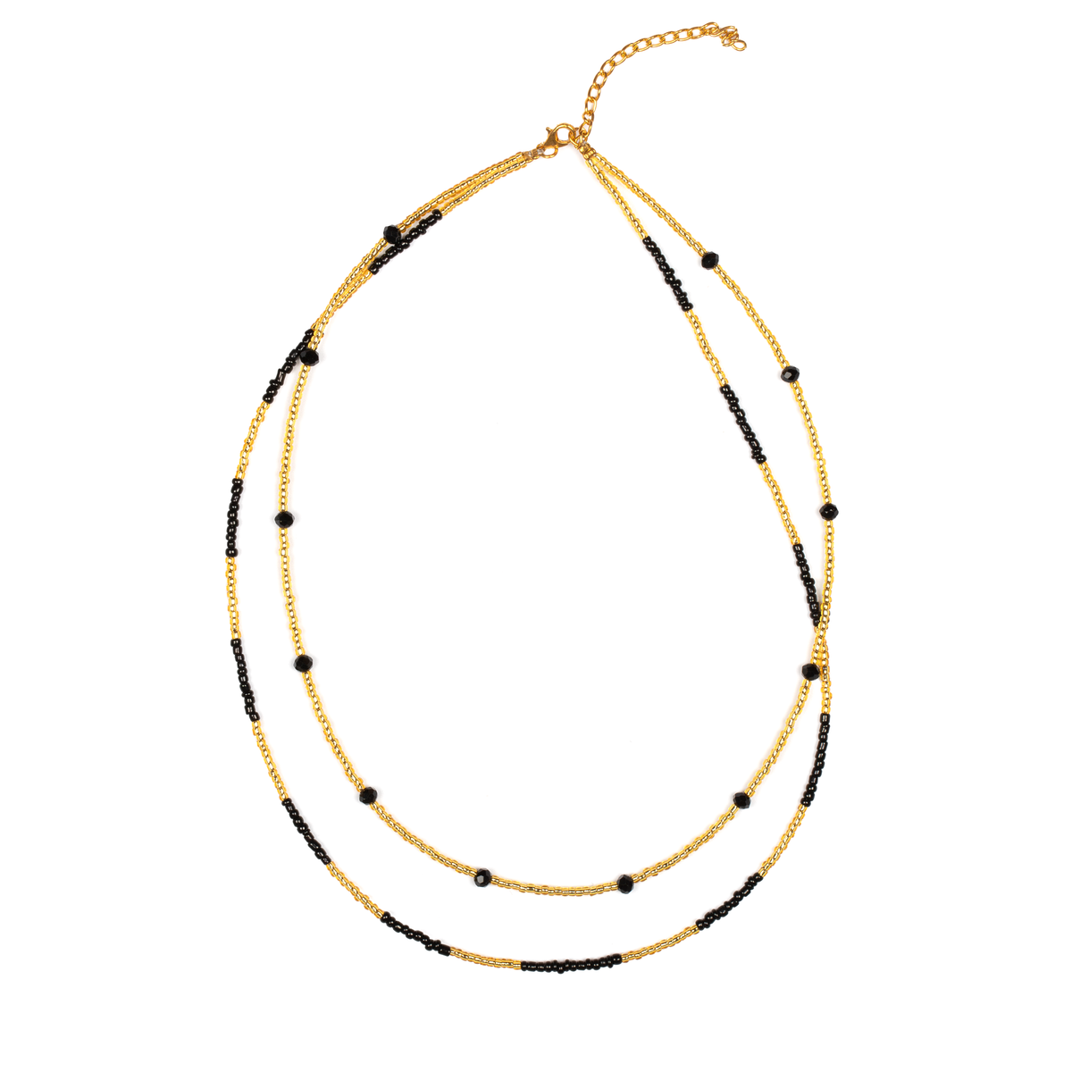 Collier double rang avec perles de cristal