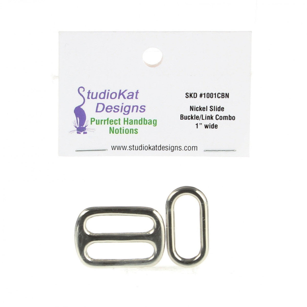 Boucle coulissante et maillon - Nickel 2,5 cm de large