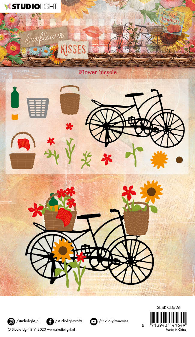 Matrices de découpe SL Tournesol Vélo Bisous de tournesol 101x133x1mm 18 pièces n°526