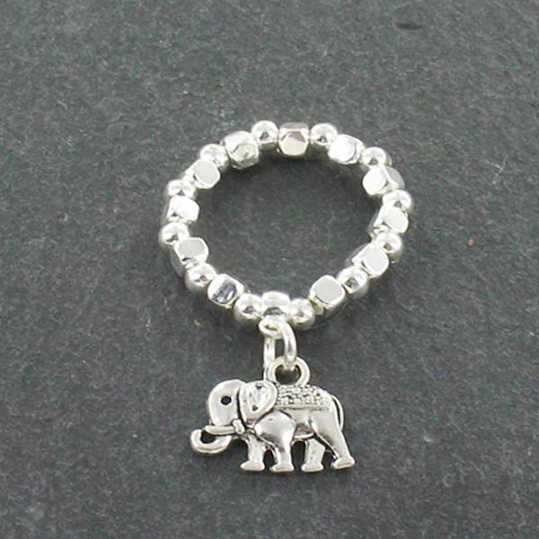 Bague breloque éléphant en plaqué argent