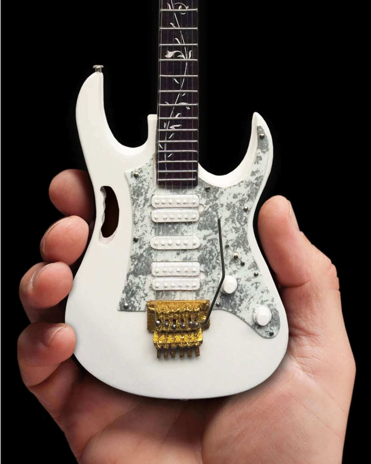 Réplique miniature de guitare de collection Steve Vai Signature White JEM