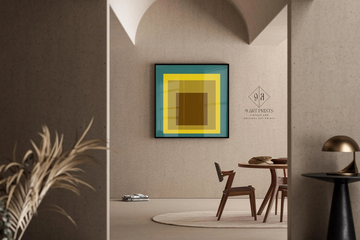 Josef Albers Inspired “Memento” Homage to the Square Giclee Print: Mid-Century Modern Art