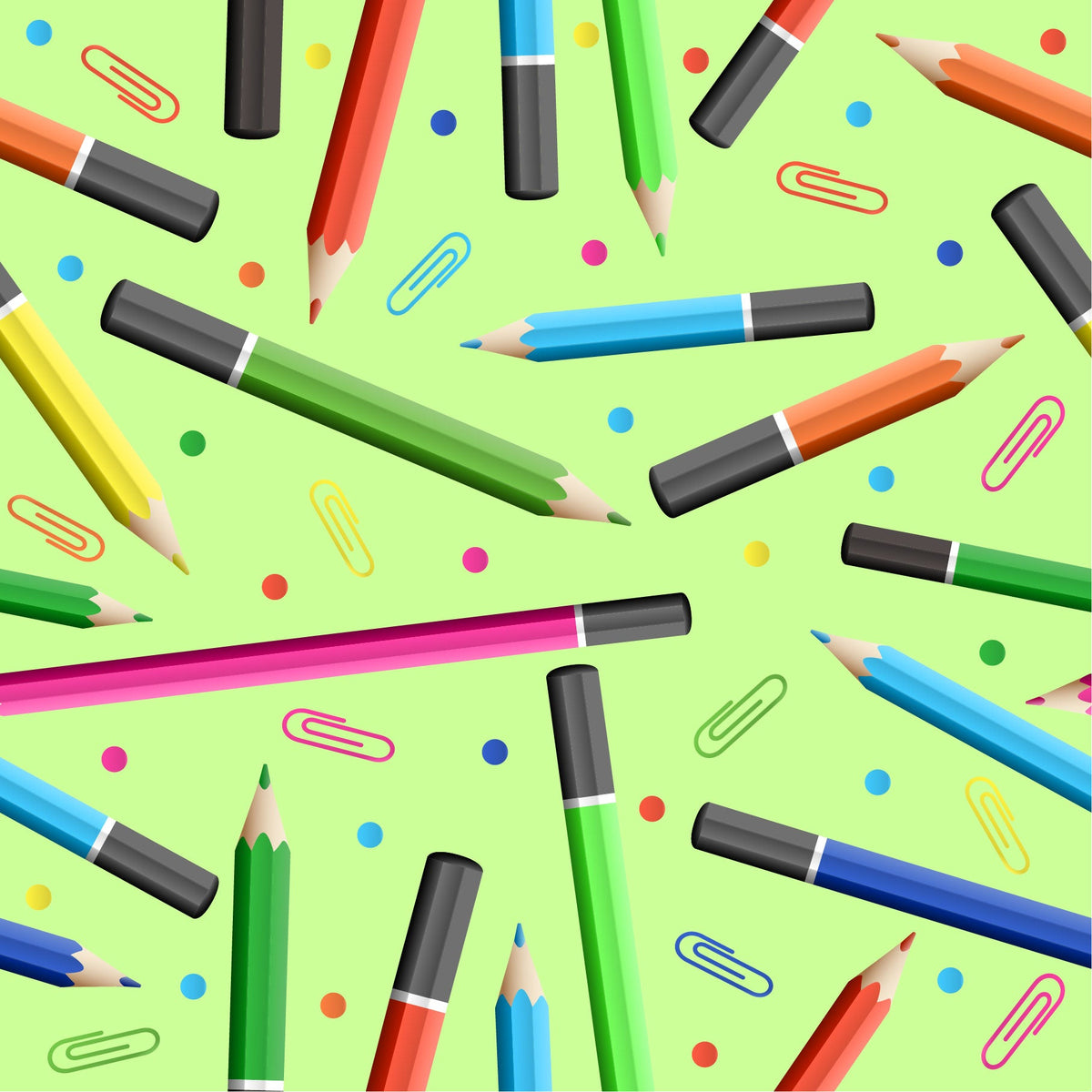 Vinyle thermocollant pour le dos à l'école - Motif crayon avec fond vert clair