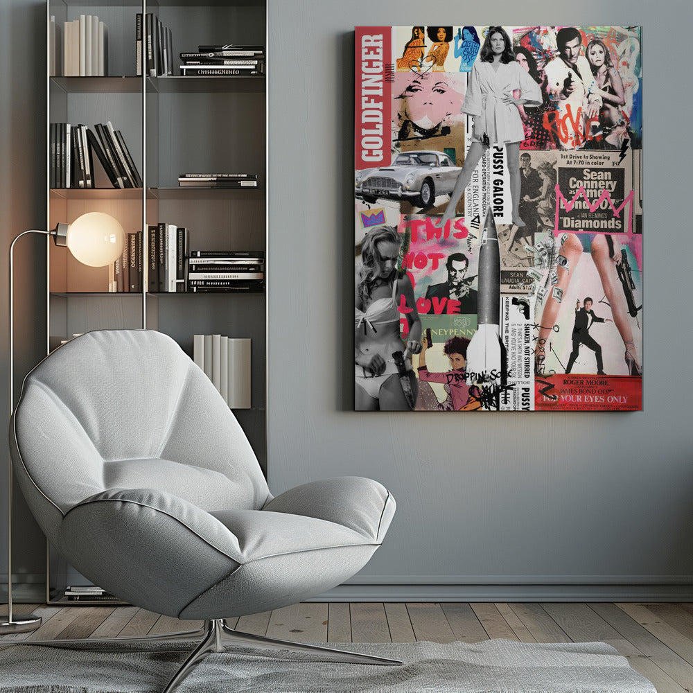 James Bond Vintage Film Poster Collage Canvas Wall Art | The Name's Bond