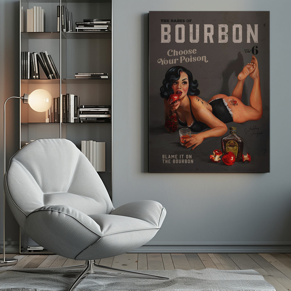 Choose Your Poison Dark Bourbon Pinup Canvas Wall Art | Babes of Bourbon Vol 6 Choose Your Poison Sexy Pinup