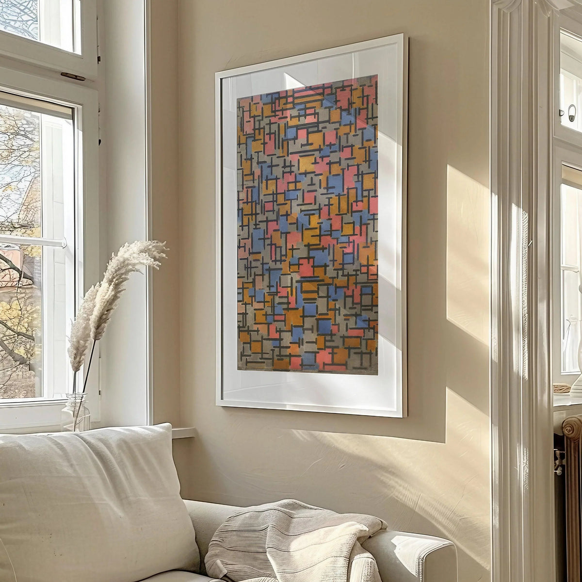Piet Mondrian Composition (1916) Art Print: Vintage Mid-Century Modern Giclee Print (2x1)