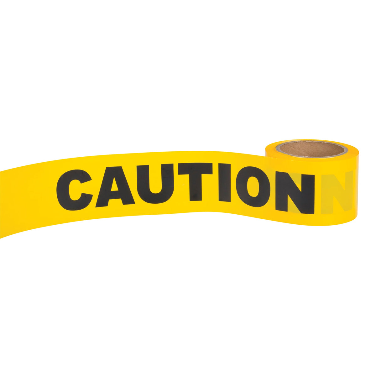 Ruban de signalisation "Attention", Anglais, 3" l. x 300' L., 1,5 mil, Noir sur jaune