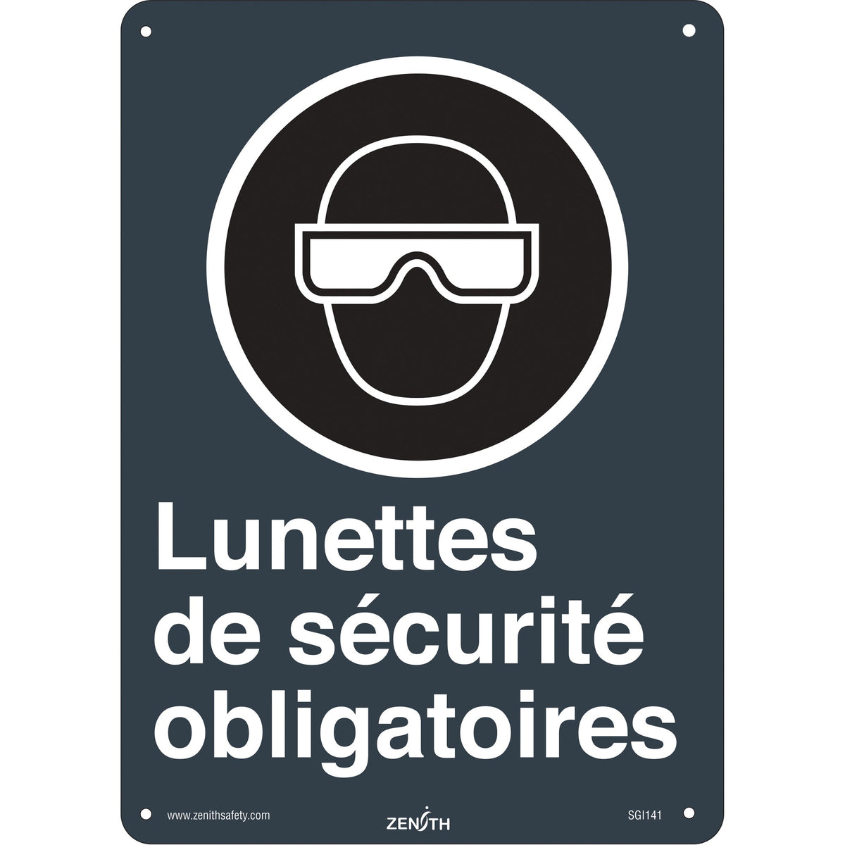 Lunettes de sécurité, Panneau de sécurité standard CSA, 14" x 10", Plastique, Français avec pictogramme