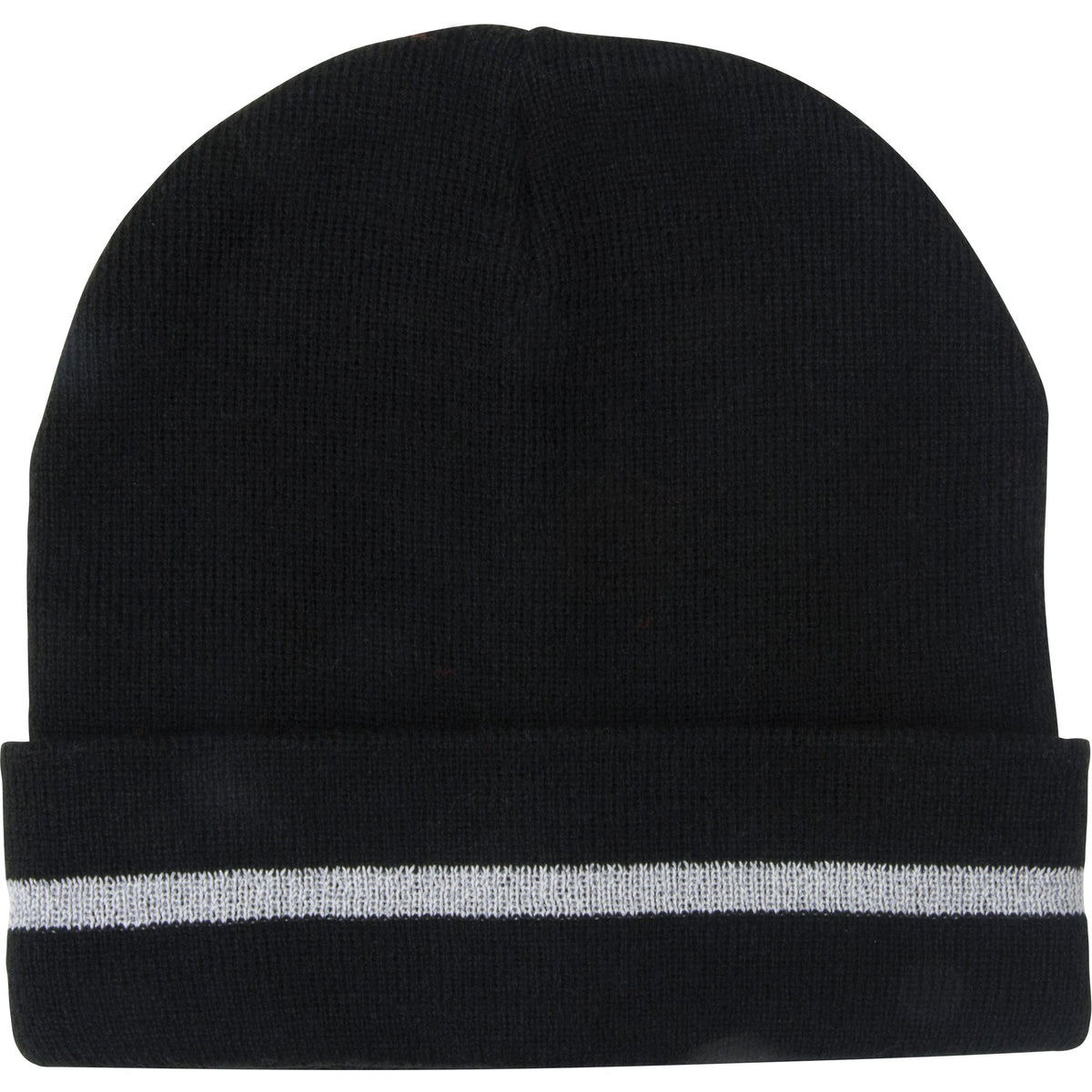 Bonnet en maille avec bande réfléchissante argentée, Taille unique, Noir