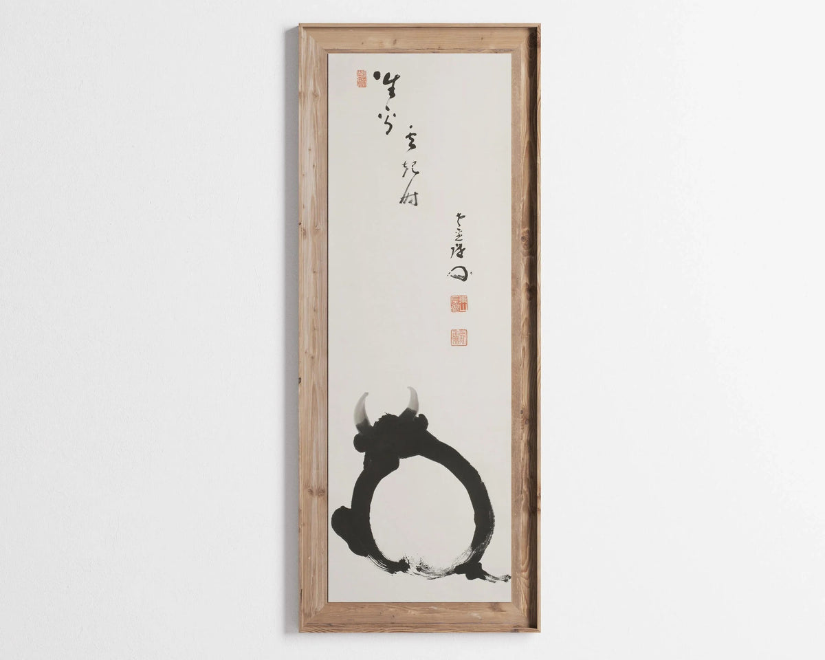Takeda Mokurai : Estampe Giclée calligraphique Zen « Le bœuf blanc »